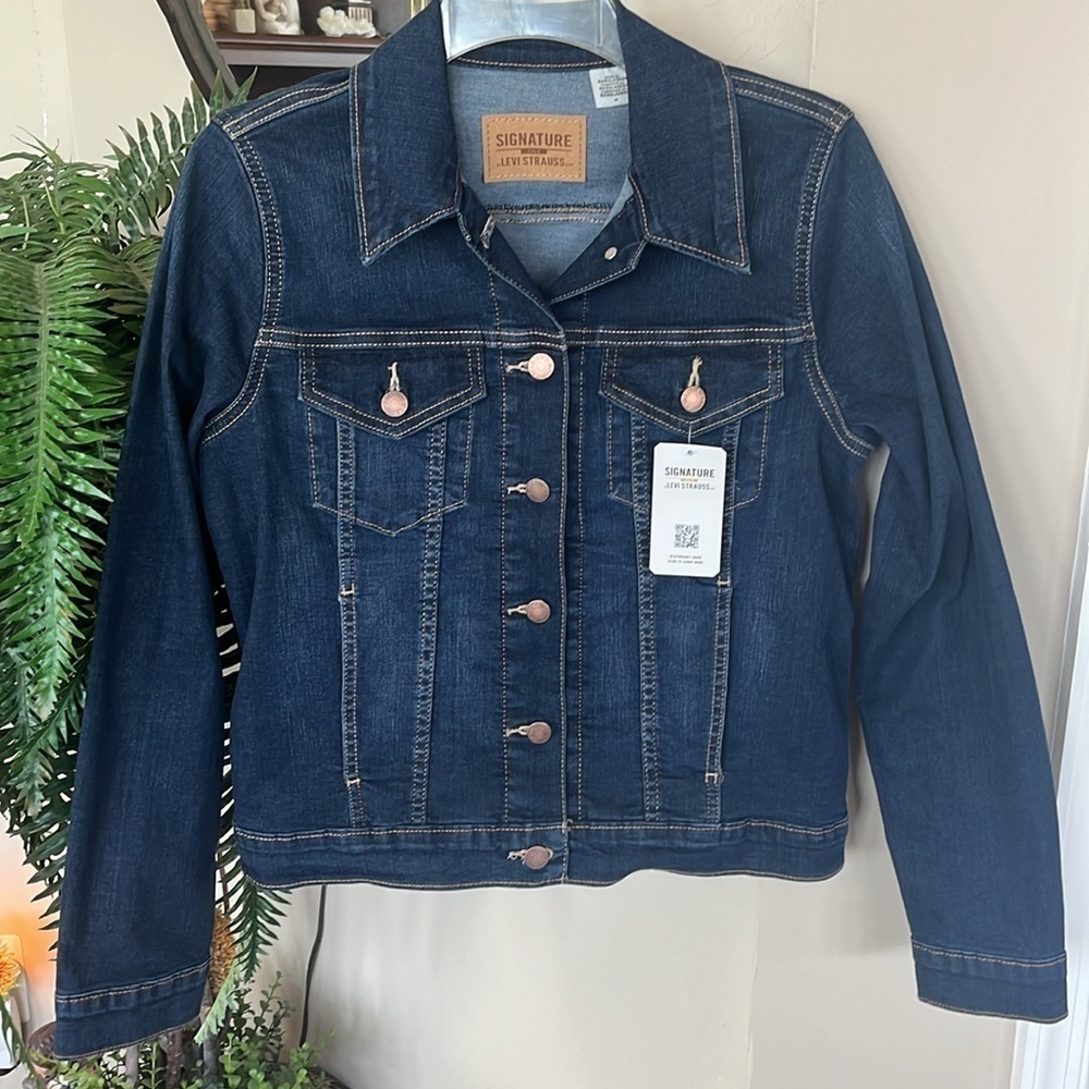 Brand New Signature by Levi Strauss Dark Blue Denim Button Up Jean Jacket